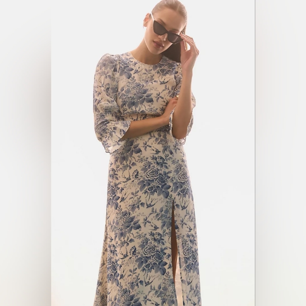 REFORMATION Carolena Dress Pompadour Print 10 - Picture 4 of 10